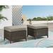 Pocassy Outdoor cushioned Wicker Footstool Ottomans Brown/grey