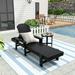 Polytrends Altura Poly Eco-friendly Reclining Chaise Lounge with Arms & Side Table (2 Piece Set) Black