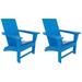 Polytrends Shoreside Folding Poly Eco-Friendly All Weather Outdoor Adirondack Chair (Set of 2) Pacific Blue