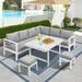 Soluwa LLC 6 Pieces Aluminum Outdoor Dining Set with Thick Cushion White