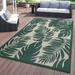 World Rug Gallery Floral Leaves Textured Flat Weave Indoor/Outdoor Area Rug 7 10 X10 - Green