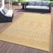 World Rug Gallery Distressed Geometric Bohemian Textured Flat Weave Indoor/Outdoor Area Rug - YELLOW 7 10 X10