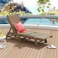 Polytrends Laguna All Weather Poly Pool Outdoor Chaise Lounge - Armless Weatherwood