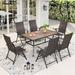 Sophia & William 7 Pieces Outdoor Patio Dining Set Foldable Adjustable PE Rattan Patio Dining Chairs and Metal Dining Table
