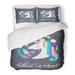 KXMDXA 3 Piece Bedding Set Believe in Magic Unicorn Ice Cream Rainbow Crown and Stars Brush Cute Twin Size Duvet Cover with 2 Pillowcase for Home Bedding Room Decoration