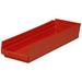 Plastic Shelf Bin Nestable 8-3/8 W x 23-5/8 D x 4 H Red Lot of 6