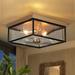 Savonnerie 3-Light Modern 12 Glass Square Flush Mount Ceiling Lights in Black and Gold Finish - 12 L x 12 W x 6 H