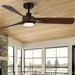 Modern 52 in. Flush Mount Outdoor/Indoor Ceiling Fan with 3 Solid Wood Blades and DC Reversible Motor Downrod&With light