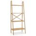 4 Tier Bamboo Bookshelf Multifunctional Storage Rack Wood Ladder Shelf