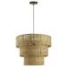 River of Goods Primrose Tan and Black Jute and Metal 19.75-Inch Pendant Light with Adjustable Hanging Cord