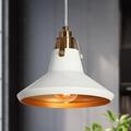 gold pendant light 8.5 in. 1-Light Modern White Metal Pendant Light Kitchen Island Hanging Light - D8.7 x H7.1