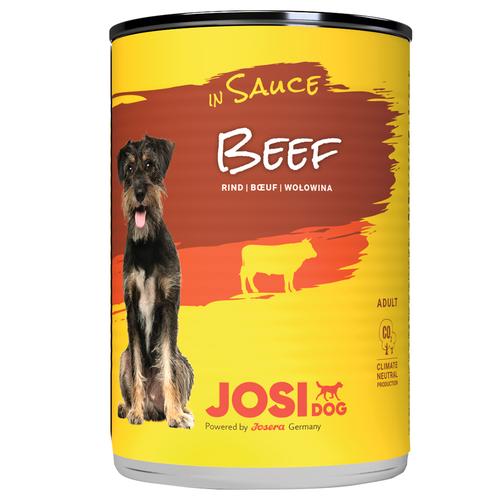 12x 415g JosiDog Nassfutter in Soße Rind für Hunde