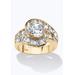 Women's 4.79 Tcw Round Cubic Zirconia Bypass Ring In 14K Gold-Plated Sterling Silver by PalmBeach Jewelry in Gold (Size 5)