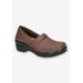 Extra Wide Width Women's Lyndee Slip-Ons by Easy Works by Easy Street® in Brown Matte (Size 8 1/2 WW)