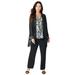 Plus Size Women's Foil-Print Georgette Pant-Set. by Roaman's in Black Jewel Paisley (Size 26 W)