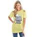 Plus Size Women's Short-Sleeve Snoopy Cold Shoulder Tee by Disney in Yellow Snoopy Leopard (Size 2X)