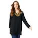Plus Size Women's Embellished Georgette Top. by Roaman's in Black (Size 18 W)