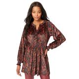 Plus Size Women's Printed Velour Tunic by Roaman's in Multi Stencil Paisley (Size 30/32)
