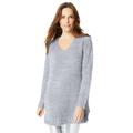 Plus Size Women's Metallic Eyelash Sweater. by Roaman's in Silver Shimmer (Size 14/16)