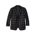 Men's Big & Tall Ponte stretch knit blazer by KingSize in Black Plaid (Size 60)