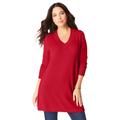 Plus Size Women's CashMORE Collection V-Neck Sweater by Roaman's in Classic Red (Size 34/36)