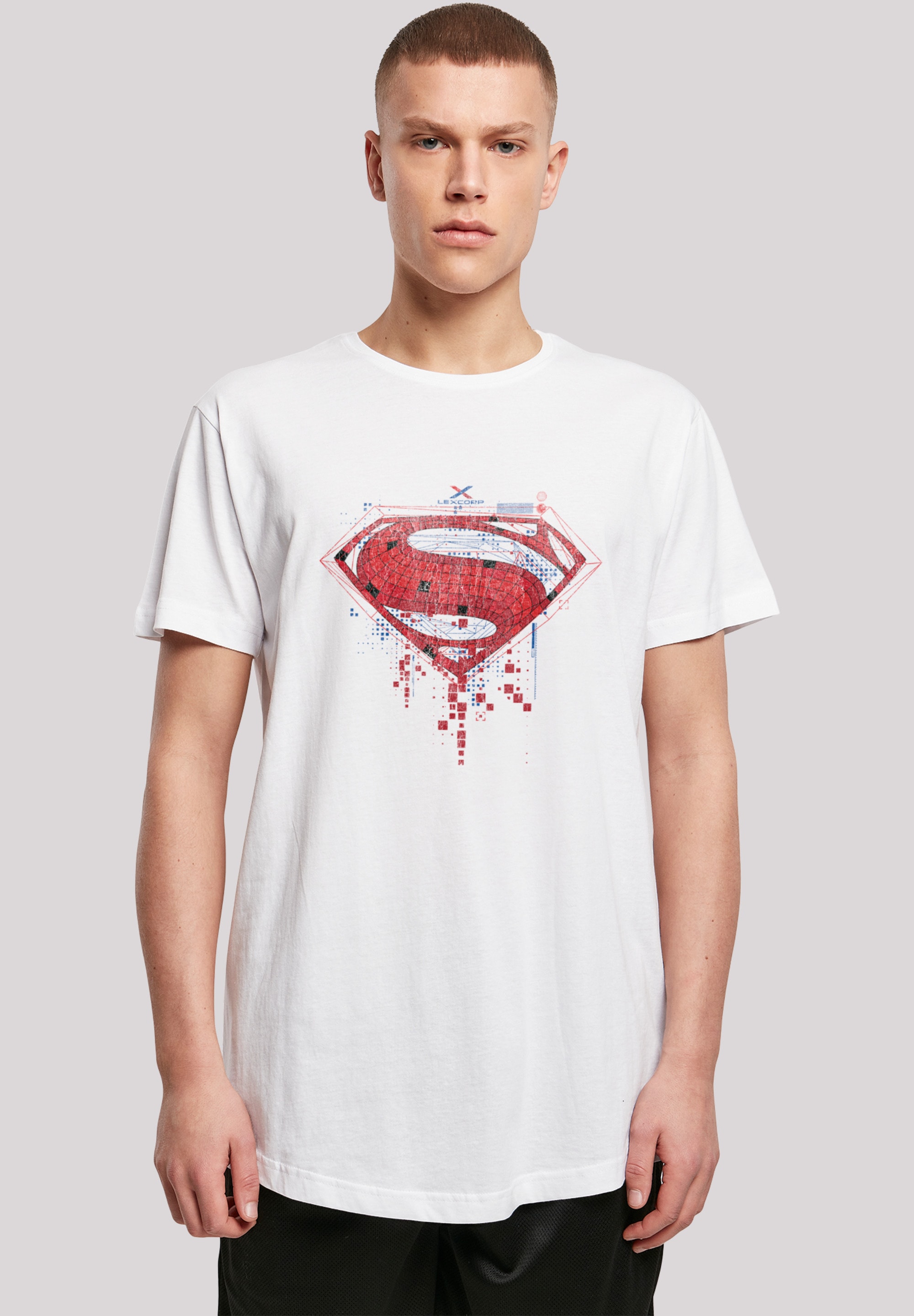 T-Shirt F4NT4STIC "DC Comis Superhelden Superman Geo Logo", Herren, Gr. 3XL, weiß, Obermaterial: 100% Baumwolle, regular fit, Rundhals, ohne Bündchen, Shirts, Print Image