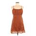 Leith Casual Dress - Mini Scoop Neck Sleeveless: Orange Leopard Print Dresses - Women's Size Medium