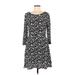 Gap Casual Dress - A-Line Scoop Neck 3/4 sleeves: Black Floral Dresses - Women's Size 8