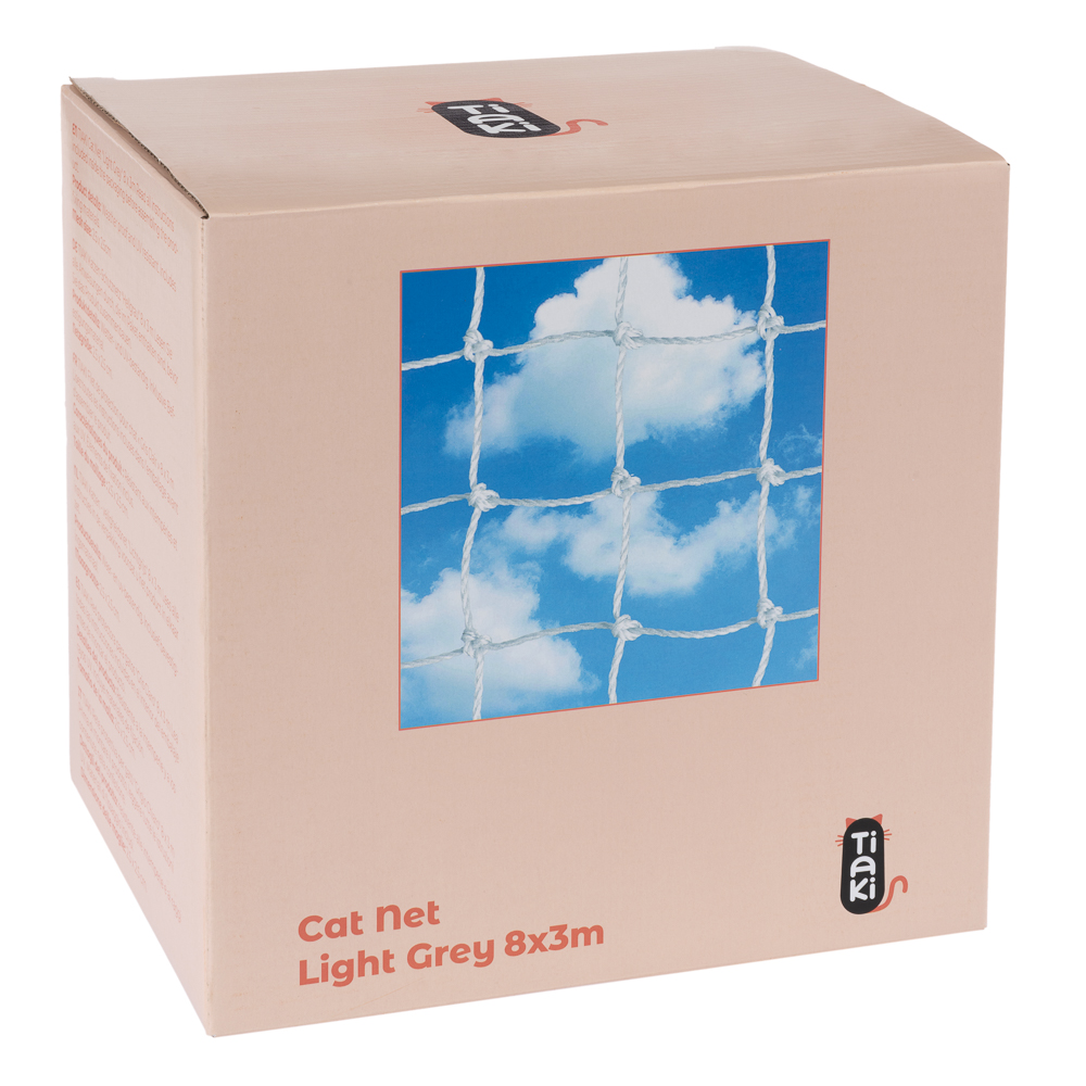 Rete di protezione TIAKI con rinforzo metallico per gatto, grigio chiaro - 8 x 3 m