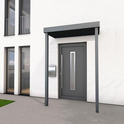 gutta Rechteckvordach BS Plus mit 2 Pfosten anthrazit, 160x90x15,5 cm, Wasserablauf links Image