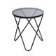EKODE Black metal glass side table, Small round coffee end Bedside table Nightstand