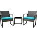 Ozy 3-Piece Rattan Stylish Sturdy Furniture Set -2 Elegant Chairs With Solid Glass Coffee Table - Light Blue