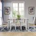 7-Piece Dining Set with Rectangular Extendable Dining Table and Slat Back Upholstered Dining Chairs for Dining Room