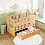 Convertible Crib/Full Size Bed with Drawers and 3 Height Options, Crib Only/Bed Rails and Slats for Full Size Bed
