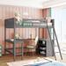 Wooden Full Size Loft Bed with Shelves and Desk - Space-Saving and Multi-Functional (Note: Mattress not included)