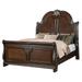 Qoz Wood California King Bed, Carved Trim, Scalloped Headboard, Brown