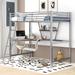 Silver Twin Size Loft Metal&MDF Bed with Desk and Shelf - Durable Frame, Integrated Workspace