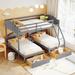 Velvet Triple Bunk Bed, Full Over Twin & Twin Wood Bedframe for 3 Kids