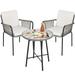 Moasis Outdoor 3-piece PE Rattan Bistro Set with Coffee Table