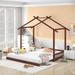 Twin Size Trundle Bed, House Design, Solid Wood Frame, Supported by Wooden Boards