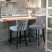 Modern Velvet Upholstered Wing Back Barstools with Button Tufted Dining Chairs and Chrome Nailhead Side Chairs Set of 2