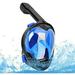 Full Face Snorkel Mask Snorkeling Mask with Detachable Camera Mount Panoramic View Upgraded Dive Mask with Safety Breathing System Dry Top Set Black+Blue L/XL