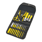 Professional Lemon Yellow Nail Clippers Set Pedicure Kit Stainless Steel with Luxurious Travel Case