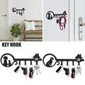 Fyeme Key Holder with 4 Hooks for Decoration Wall-mounted Keys Stand Punching Installation Key Hanger Hook Keep Neat Iron Key Holder for Entryway Front Door Garage