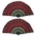 Hemoton 2pcs Dancing Fan Sequined Embroidery Folding Fan Handhled Fan Crafts Fan Gift Fan for Friends Dancer (Red)