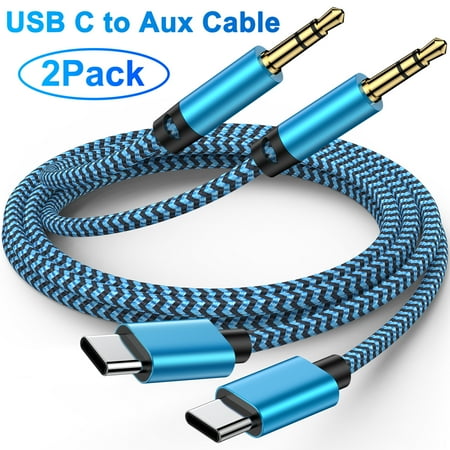 3.5mm Aux to USB C USB C to Aux Cable SixSim 2PACK Android Aux Cord to Type C Audio Jack Cable Type C Auxiliary Adapter USB C to Aux Jack Cable for Samsung Car Stereo Radio Speaker Headphone(Blue)
