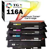 (Newest Chip) (4-Pack) Compatible W2060A Toner Cartridge (116A B+C+Y+M) for use in 116A Color Laser 150A MFP178nw 179fnw Toner Printer