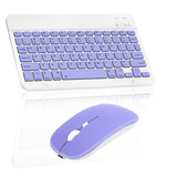 Rechargeable Bluetooth Keyboard and Mouse Combo Ultra Slim Full-Size Keyboard and Ergonomic Mouse for Samsung Galaxy Tab 4 10.1 3G and All Bluetooth Enabled Mac/Tablet/iPad/PC/Laptop - Violet Purple