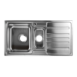 Einbauspüle `Klaus` Spülbecken links und Ablage rechts, Einauspülbecken, Spülbecken, Edelstahlspülbecken, Spüle, Edelstahlspüle, Doppelspülbecken