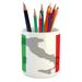 Italian Flag Pencil Pen Holder Map View of Italy Land Chart Country Europe Culture Ceramic Pencil Holder for Desk Office Accessory 3.6 X 3.2 Fern Green